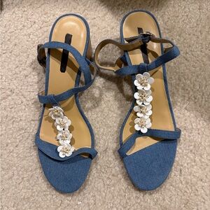 Blue Floral Women's Sandals